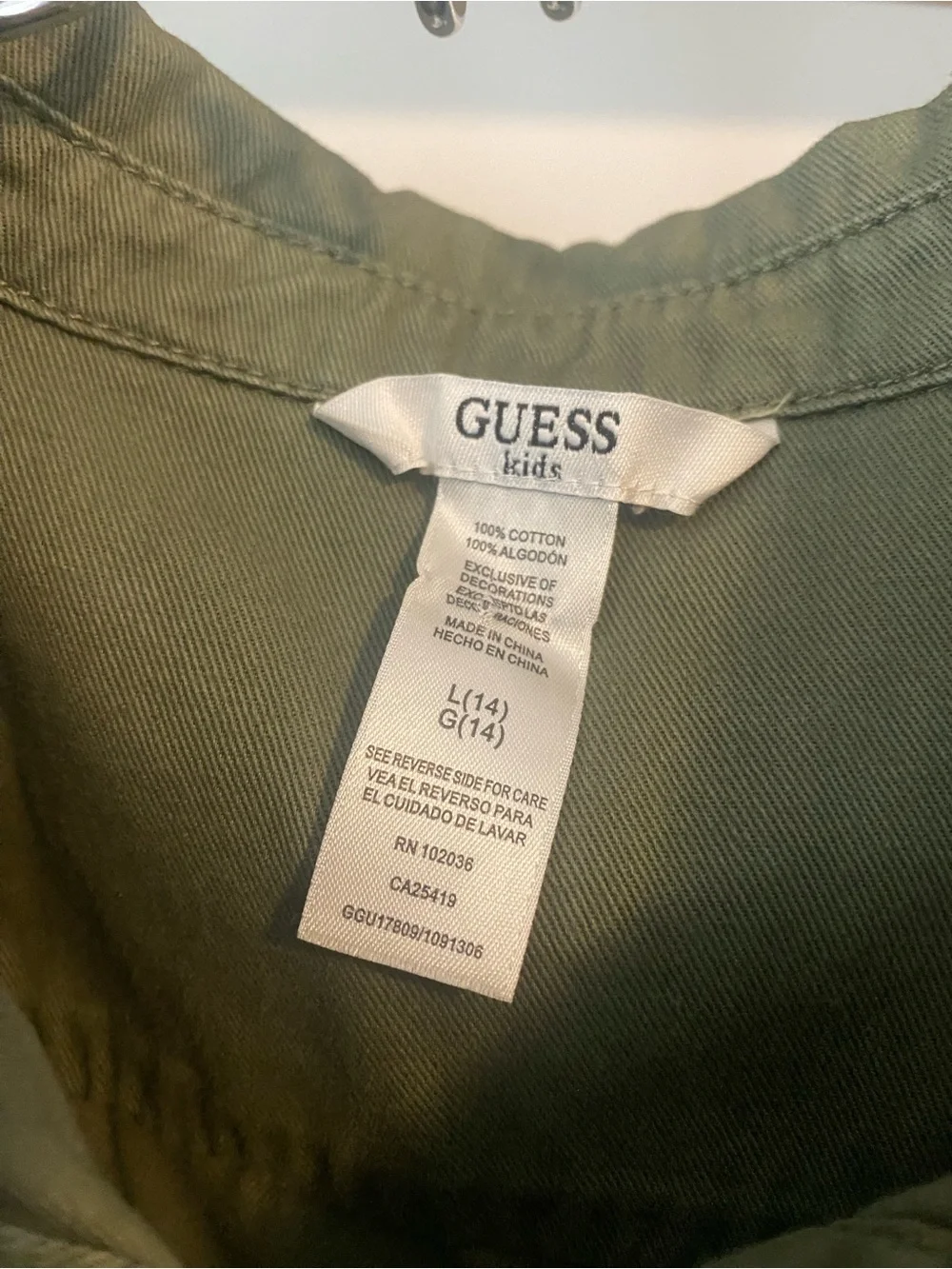 GUESS Kids Utility Button Front Dress Rhinestone Sz L 14